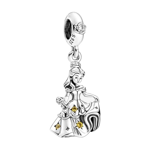 New our Beauty and The Beast Dancing Charm S925 Sterling Silver Cute Princess Dancing String Jewelry Birthday Gift Female DIY Silver Charm Beads CZ