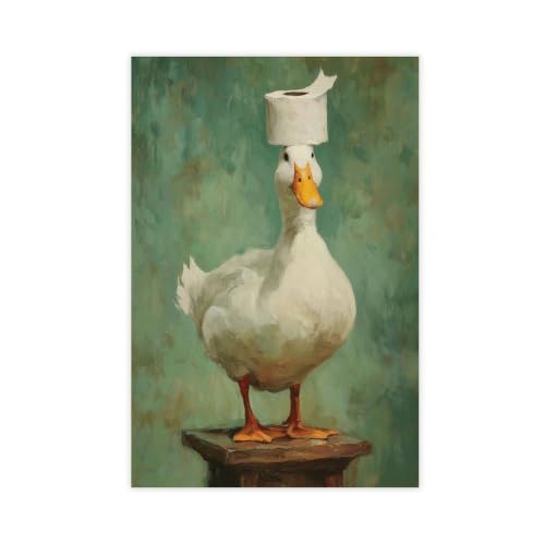 Impression sur toile de canard ludique pour égayer votre salle de bain familiale 61x91 cm