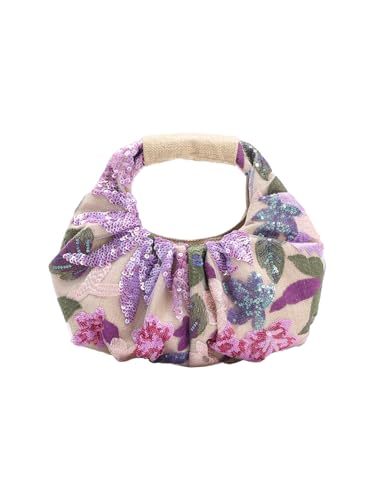 Verdusa Women's Metallic Ruched Bags PU Leather Evening Clutch Handbags Purple One Size