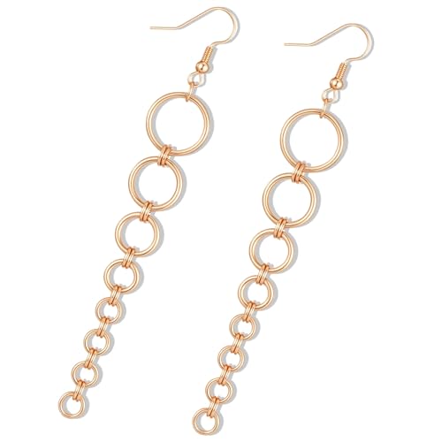 Kigeli 1 Pair Kpop Golden Drop Earrings Anime Cosplay Costume Accessories for Men Women Gold Chain Drop Ear Cuffs Gift for Y2k Kpop Fans Concerts Halloween Party Costume Props