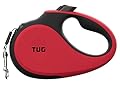 TUG 360° Tangle-Free Retractable Dog Lead for Up to 15 kg Dogs | 5 m Strong Nylon Tape | One-Handed Brake, Pause, Lock (Small, Red)