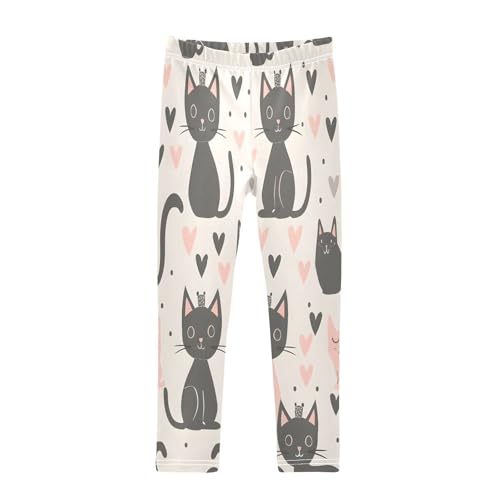 Bolaz Toddler Girls Leggings Printed Yoga Pants Leggings Princess Heart Pink and Gray for Kids