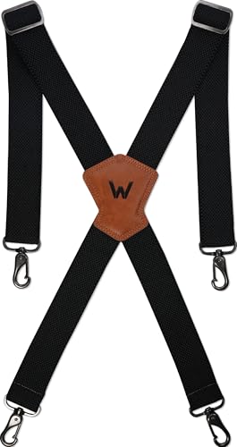 WELKINLAND 1.5In HD Elastic Suspenders, Heavy-Duty Work Suspenders, Comfy Belt Loop Suspenders with Hooks, Men Suspender for Pants, Men's Suspender for Jeans