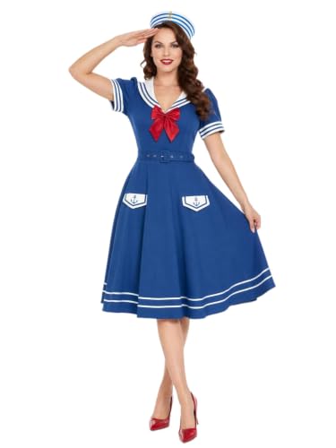 haikyuu Women 1950s Sailor Costume Nautical Outfit Yacht Dress Halloween Cosplay (blue, x-large)