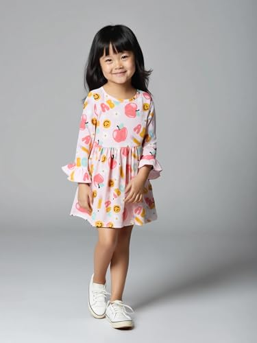 Image of Girls Long Sleeve Ruffled Dresses for Toddlers and Kids