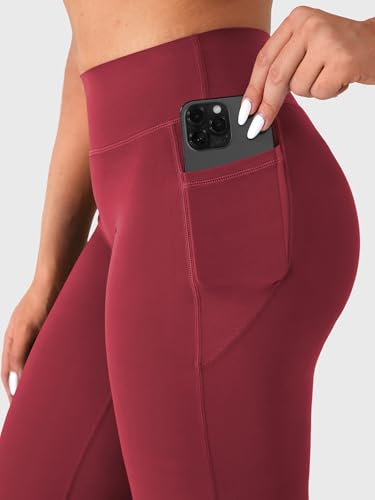 Image of YEOREO Ease Workout Leggings with Pockets for Women No Front Seam Straight Leggings High Waist Wide Leg Yoga Pants 29 inch / 31.5 inch
