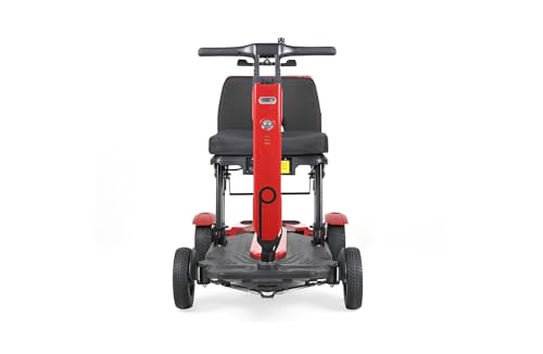 Prophete SM4 Kompakt Elektromobil – Faltbarer 4-Rad E-Scooter mit 250W Motor, 2X 24V/6Ah Li-Ion Akku, bis 20 km Reichweite, LED-Licht, PU-Vollgummireifen, 120 kg Belastung, 4-Radlenkung(Rot)