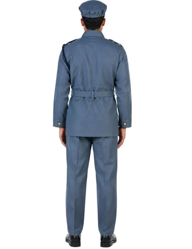 Image of BookMyCostume Premium Fabric Indian Air Force with Whistle Professional Community Helper Fancy Dress Costume - Grey Adults S-M