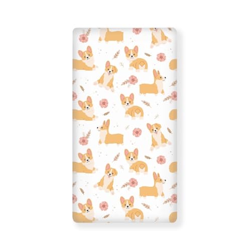 Image of Corgi Dog Baby Crib Sheets for Boys Girls Animals Fitted Crib Sheet for Standard Crib and Toddler Mattress Cute Baby Mattress Sheets Toddler Bed Sheet 52x28x8 in