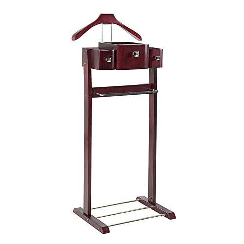 Perchero de madera para trajes con cajón, elegante soporte para ropa y abrigos, organizador de almacenamiento sin arrugas para oficina, dormitorio y hotel