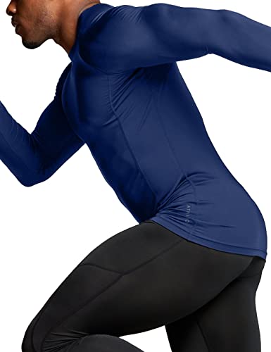 Athlio Men's Upf 50+ Long Sleeve Compression Shirts, Water Sports Rash Guard Base Layer, Athletic Workout Shirt, 3Pack Black/Charcoal/Navy, Large #TOP4