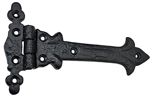 Image of Adonai Hardware Adonijah Antique Cast Iron Strap T Hinge (6 inch X 2 Pack, Matte Black) for Barn Doors, Gates, Kitchen Cabinets, Sheds, Wooden Box, Furniture, Cedar Chest and Trunks