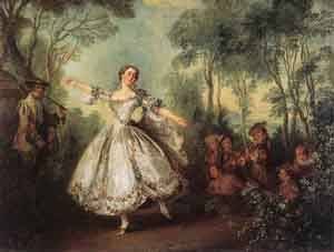 Peinture à l'huile de Nicolas Lancret célébrant la danse historique de Mademoiselle de Camargo