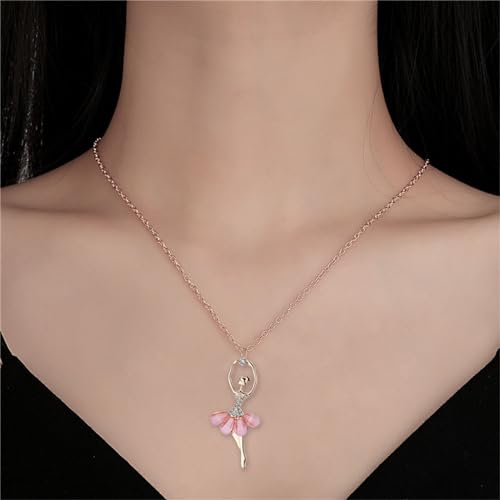Dreuyet Ballerina Necklace for Women Charm Crystal Rhinestone Ballerina Pendant Necklace Dainty Sweet Dancer Dancing Necklace Ballet Recital Themed Dancer Gifts3