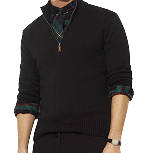 Pull chaud épais à demi-fermeture éclair homme XXL style rayé décontracté