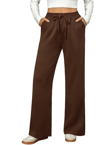 Jogging femme large coupe droite avec cordon de serrage et poches profondes