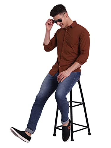 Image of Majestic Man Men's Cotton Slim Fit Solid Casual Shirt