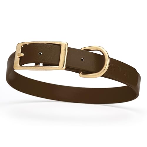 Image of Viper Biothane Heavy Duty Waterproof Dog Collar Strong Coated Nylon Webbing w /Solid Brass Hardware Odor-Proof Easy to Clean High Performance Fits Small Medium or Large Dogs, Dark Chocolate Brown