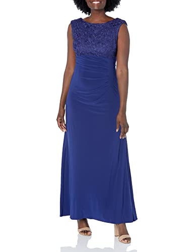 Image of Alex Evenings Women's Long Cowl Back Mother of The Bride Dress, Formal Event, Wedding Guest Gown (Petite and Regular Sizes)