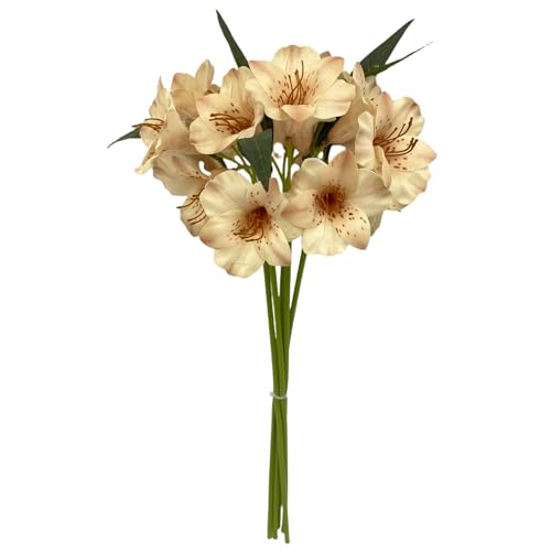 BQEE Bouquet di gigli selvatici artificiali, fiori di seta da 42 cm, gigli finti realistici al tatto, decorazione per matrimoni, casa e ristorante, diversi colori disponibili (marrone)