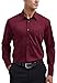 HISDERN Camisa Borgoña de Manga Larga para Hombre - Vestir de Negocios e Informal de Ajuste Regular - Fibra de Bambú Sin Hierro Con Bolsillo S-4XL,L