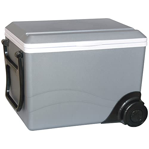 Koolatron Thermoelectric Iceless 12V Cooler/Warmer 36 Qt (34 L) W/Wheels, Portable Electric Rolling Car Fridge W/ 12 Volt Dc Power Cord, Gray/White, Travel Road Trips Camping, Made In North America #TOP1