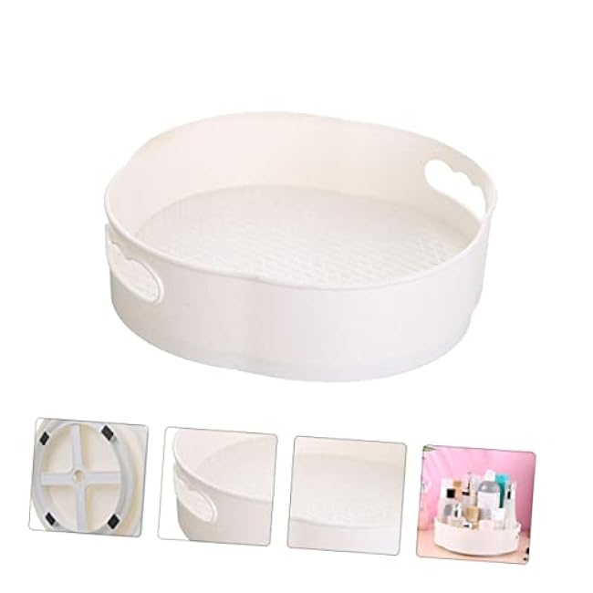 Mipcase 1Pc Non-slip Rotating Multi-function Storage Case for Kitchen Bathroom Desk Tpr Aps Material Easy Movement with Dual Handles for Organizing Cosmetics Seasonings
