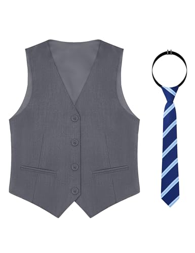 Image of Boy's 4 Button Formal Suit Vest with Tie