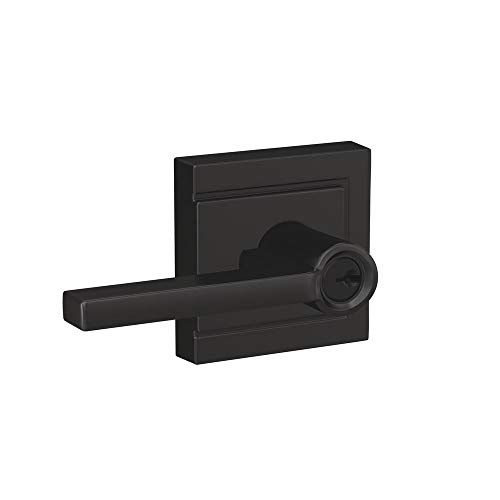 Image of SCHLAGE Latitude Keyed Entry Door Handle, Reversible, Matte Black | Keyed entry lever door handle with turn-button lock, Easy to install, Certified security & durability, Universal fit, 2 keys