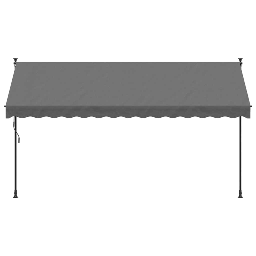 Markiza zwijana, antracytowa, 350 x 150 cm, tkanina odporna na promieniowanie UV, rama stalowa, zadaszenie tarasu do użytku na zewnątrz