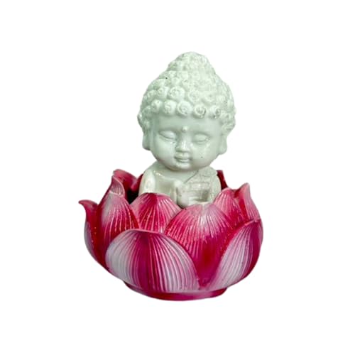 Image of eCraftIndia Pink Lotus Baby Buddha Statue Showpiece for Home Decor | Living Room, Bedroom, Office & Car Dashboard