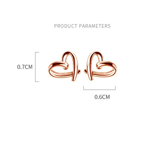 Dtja Minimalist Heart Sterling Silver Earrings For Women Girls Teens Charm Hollow Love Hearted Stud Tiny Small Cartilage Tragus Post Pin Hypoallergenic Pierced Ear Jewelry Birthday Mother'S Day Gifts 14K Rose Gold thumb #4