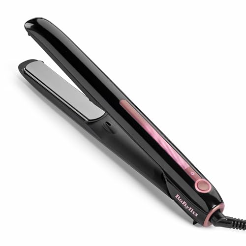 BaByliss Sensor Protect Plancha de Pelo Inteligente, Control de Calor Adaptativo, Placas de Titanio, Iones Antiencrespamiento, 5 Temperaturas (160–200°C), Calentamiento Rápido, ST491E