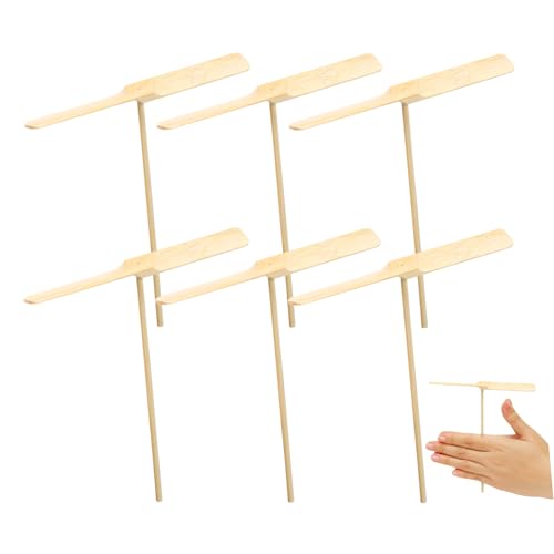 KOMBIUDA 10pcs Wooden Dragonfly Propeller Toy Simple Flying Toy for Kids Outdoor Play