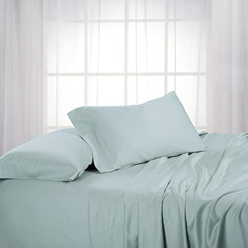 Solid 600-Thread-Count, 100-Percent Bamboo Viscose, Super Soft and Cool Queen Bed Sheets Set, Sea - Thumbnail 3