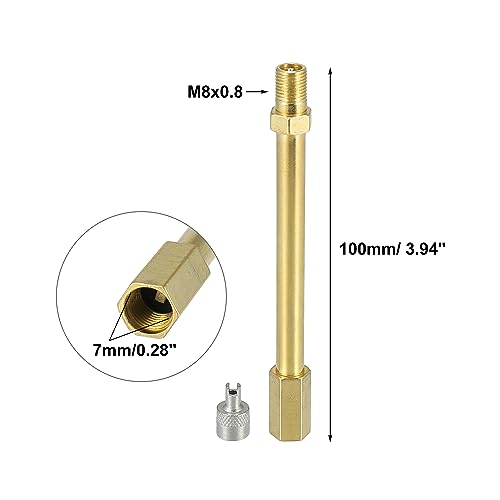 Image of X AUTOHAUX 100mm /3.94 inch Long Brass Auto Tire Valve Extension Adaptor Air Tyre Stem Extender Inflation Stright Bore for Car Truck Motorcycle Bike Mower Scooter
