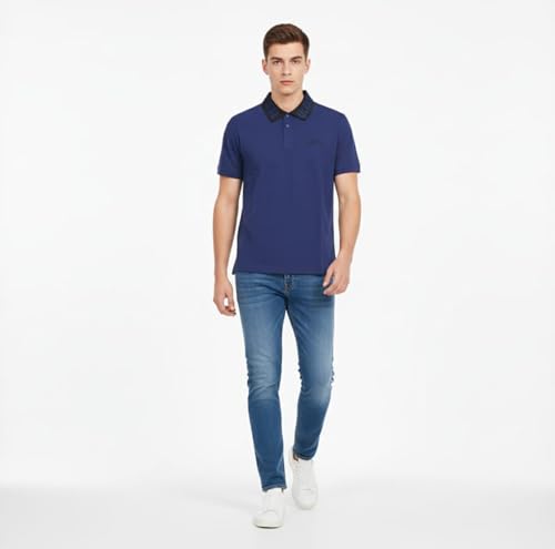 Versace Jeans Couture Steel Blue Mens Polo Shirt with Contrast Collar2