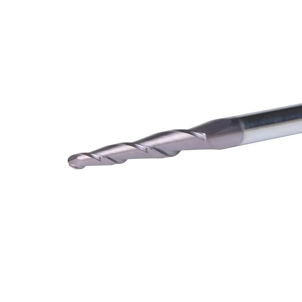 Stożkowy frez końcowy, 2 szt. Frez stożkowy R0.25-2.0, chwyt 3.175-8mm z węglika spiekanego 2-ostrzowy frez do rzeźbienia w drewnie(2pcs-R1.5-47-D8-T)