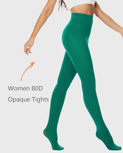 Image of DUCMODA Womens 80 Denier Opaque Tights, Women's Soft Solid Color Footed Pantyhose, High Waist Stocking with 30+ Colors