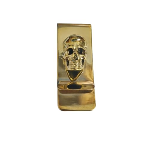 Brass Skull Hannya Pendant Slim Cash Money Clip Pocket Wallet Credit Card Holder Accessory Handwork Mens Gift (skull brass)