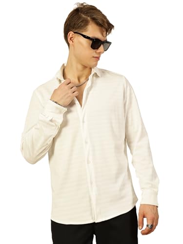 Image of Thomas Scott Men's | Solid | Textured Fabric | Full Sleeve | Regular Fit | Polyester-Blend | Spread Collar | Casual Shirt