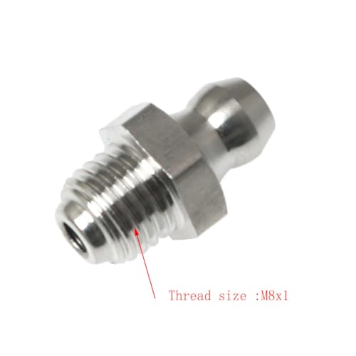 Image of RLECS 10pcs 201 Stainless Steel Straight Nozzle Nipple M8*1mm Straight Grease Fitting Threaded Hydraulic Grease Fitting Male Threaded Straight Hydraulic Grease Fitting Assortment Kit