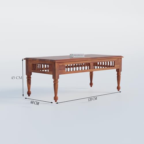 Image of Jangid Handicraft Solid Sheesham Wood Coffee Table for Living Room | Wooden Center Table | Rectangular Coffee Table | Tea Table for Sofa | Modern Sofa Table for Hall | Honey Finish