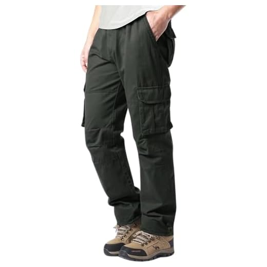 YAOHUOLE Pantalon De Travail Cargo Homme Militaire Baggy Vert Armée L