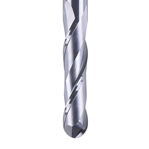 Image of SpeTool 14411 Ball Nose Carbide End Mill CNC Cutter Router Bits Double Flutes Spiral Milling Tool 1 /4 inch Shank with 3 inch Over Length