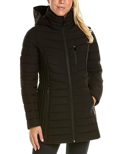 Nautica Women's 3/4 Midweight Stretch Puffer Jacket with Hood3