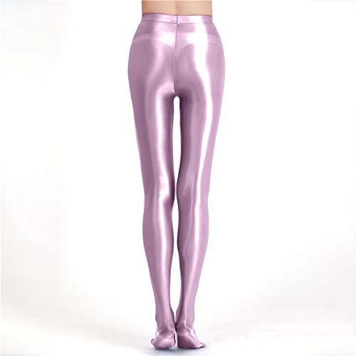 Image of cloudmall Women Sexy Semi Opaque Pantyhose Running Tights Yoga Leggings Oil Shiny Stocking