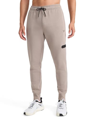 Reebok Men’s Radar Fleece Jogger, Standard Fit, 30” Inseam, Midweight Cotton-Poly Fleece Fabric, Driftwood, Medium
