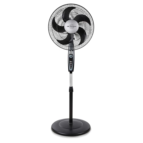 Orbegozo SF 0149, Ventilador de pie, 60 W, 3 velocidades, oscilante, silencioso, cabezal inclinable, altura regulable hasta 128 cm, rejilla de seguridad, tamaño de aspas 40 cm, color negro