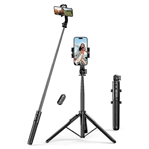UGREEN Bluetooth Selfie Stick Trípode 3 en 1, Extensible 150cm Selfie Stick para Teléfono con Control Remoto Inalámbrico Compatible con iPhone 15 Plus Pro MAX/ 14/13/ 12/11 Pro/XS, GoPro, etc.